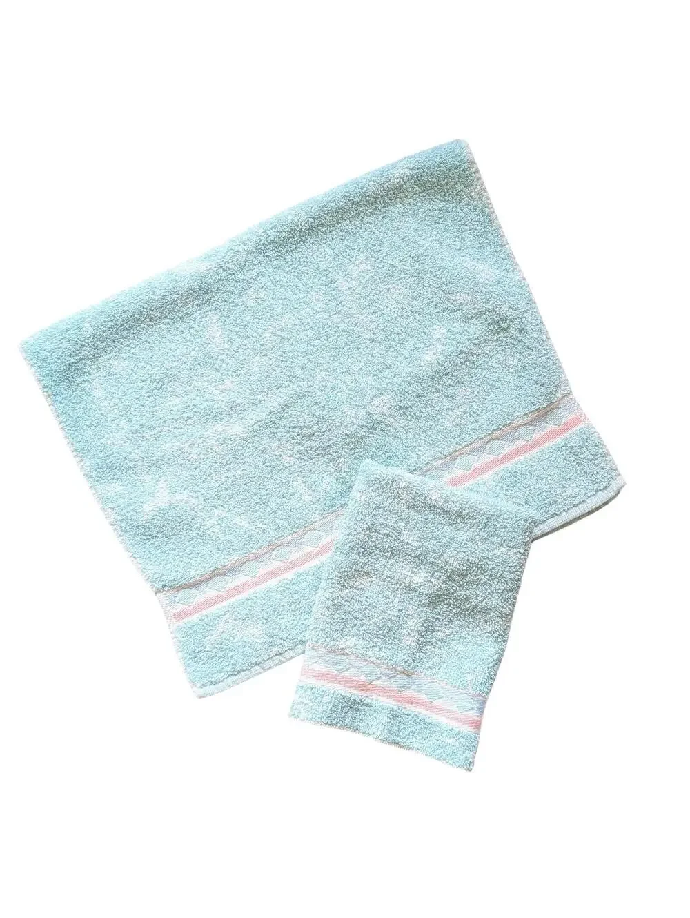 1980s Vintage Pastel Green Hand Towel & Washcloth Set